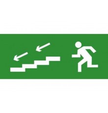 Эвакуационный знак ЭП13 По лестнице вниз налево 140x280 мм  ЭП13 140280  TechnoLux