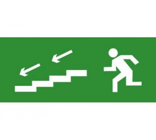 Эвакуационный знак ЭП13 По лестнице вниз налево 140x280 мм  ЭП13 140280  TechnoLux