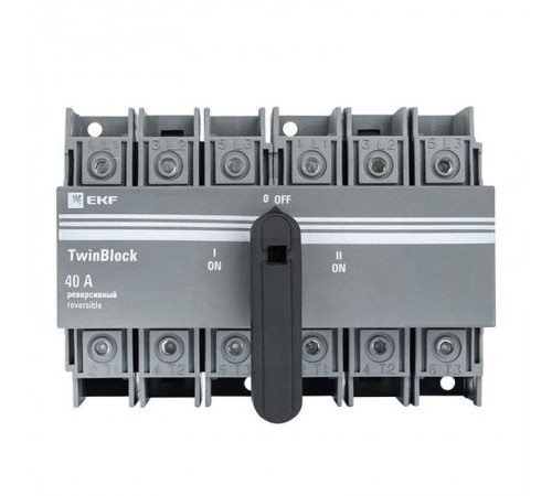 Рубильник 40A 3P реверсивный c рукояткой для прямой установки TwinBlock EKF   tb-s-40-3p-rev   EKF