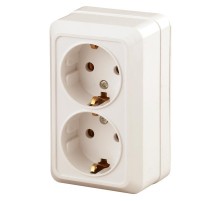 Розетка Intro Quadro 2-204-02 с заземлением двойная 2х2P+E Schuko, 16А-250В, IP20, ОУ, слоновая кость  Б0053803  Intro