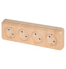 Розетка Intro Quadro 2-207-11 без заземления четырехместная 4х2P, 16А-250В, IP20, ОУ, сосна  Б0053836  Intro