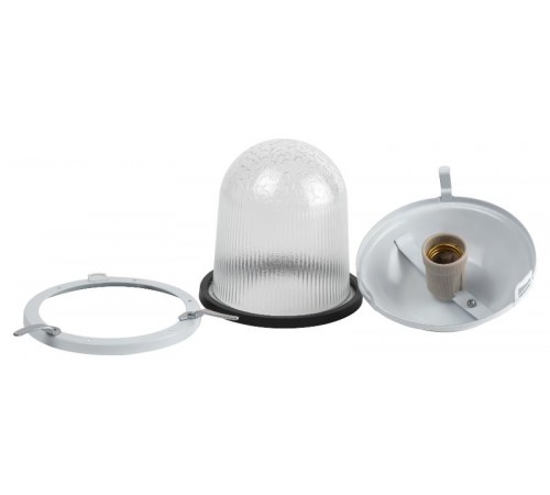 Светильник пылевлагозащищенный под лампу для ЖКХ НСП 02-100-001 без решетки Желудь сталь / стекло IP54 E27 max 100Вт 170х260 белый  Б0052017  ЭРА