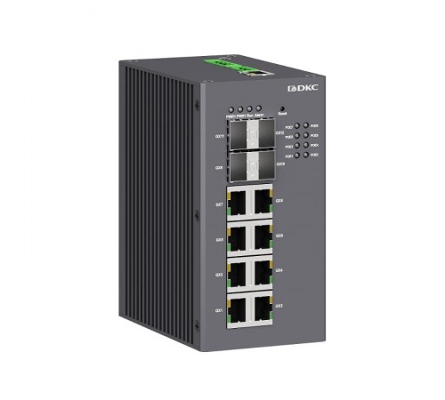 Промышленный управляемый коммутатор, с поддержкой PoE, 4100Base-X, 1000Base-X, 10/100/1000Base-T(X) SFP слота: 810/100/1000Base-T(X) RJ45 PoE портов