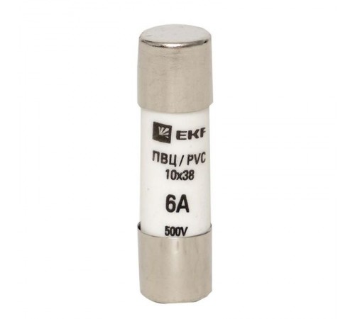 Плавкая вставка цилиндрическая ПВЦ (10х38) 6А  pvc-10x38-6  EKF