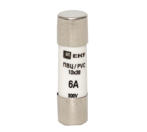 Плавкая вставка цилиндрическая ПВЦ (10х38) 6А  pvc-10x38-6  EKF