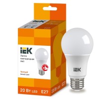 Лампа светодиодная LED 20Вт Е27 220В 3000К A60 груша  LLE-A60-20-230-30-E27  IEK