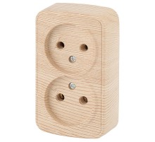 Розетка Intro Polo 3-203-11 двойная без заземления 2х2P, 16A-250В, IP20, ОУ, сосна  Б0053571  Intro