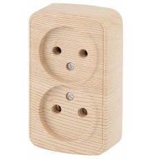 3-203-11 Intro Розетка 2х2P, 16А-250В, IP20, ОУ, Polo, сосна  Б0036109  Intro