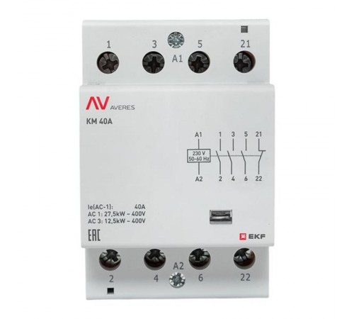Контактор модульный КМ 40А 3NO+1NC 230VAC (3 мод.) AVERES km-av-3-40-31-230V EKF
