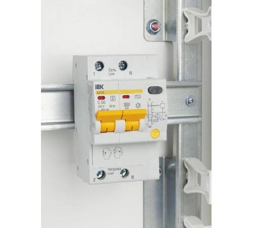 Выключатель автоматический дифференциального тока АД12S 2п 50А C 300мА тип AC (3 мод)  MAD13-2-050-C-300  IEK