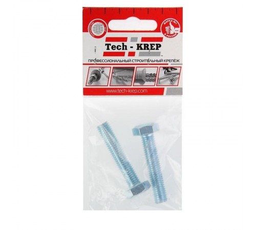 Болт DIN933 с шестигранной головкой оцинк. М10х50 (2 шт) - пакет ( 0,075 кг)  102978  Tech-KREP