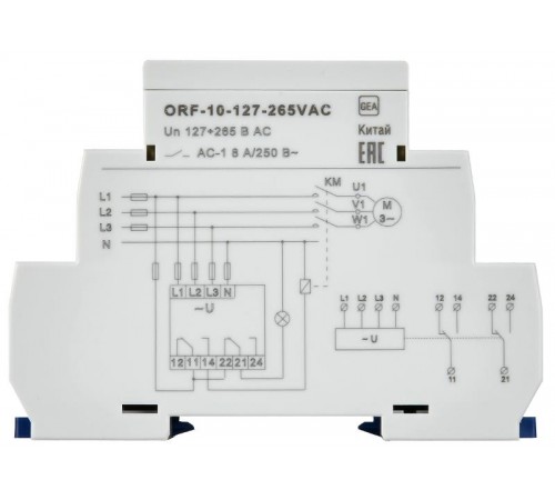 Реле фаз ORF-10 3ф. 2 конт. 127-265В AC с контр. нейтр.  ORF-10-127-265VAC  ONI