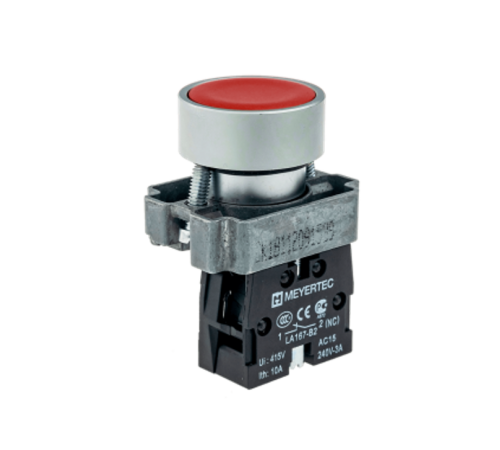 Кнопка плоская, красная, 1NC, металл MTB2-BAZ124  54246  ОВЕН