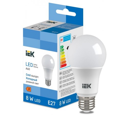 Лампа светодиодная Bulb A60 710lm 6500K E27  LL-I-A60-8-230-65-E27  IEK
