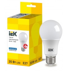 Лампа LED ALFA A60 груша 20Вт 230В 6500К E27  LLA-A60-20-230-65-E27  IEK