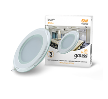 Светильник светодиодный встраиваемый круглый с декоративным стеклом 6W 3000K 1/40  947111106  Gauss