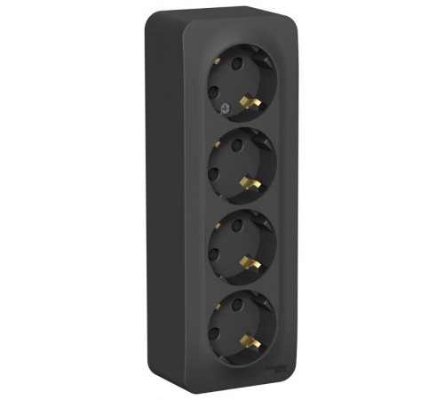 Blanca Антрацит О/У с изолирующей пластиной Розетка 4-ая с заземлением со шторками 16А, 250В  BLNRA011416  SE