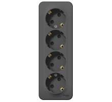 Blanca Антрацит О/У с изолирующей пластиной Розетка 4-ая с заземлением со шторками 16А, 250В  BLNRA011416  SE