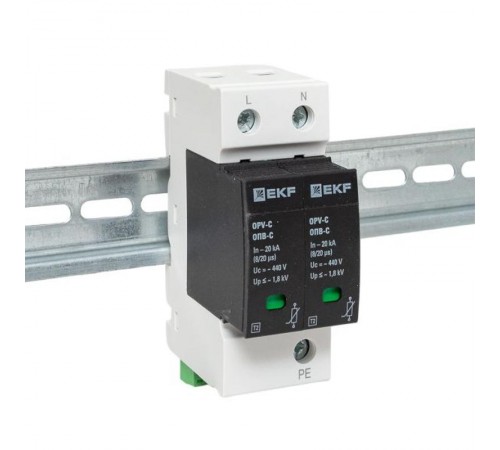 Ограничитель импульсных напряжений серии ОПВ-C/2P In 20кА 400В (с сигнализацией) EKF PROxima  opv-c2  EKF