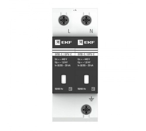 Ограничитель импульсных напряжений серии ОПВ-C/2P In 20кА 400В (с сигнализацией) EKF PROxima  opv-c2  EKF