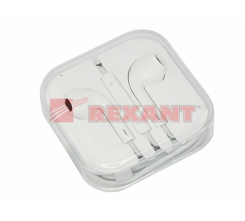 Наушники с микрофоном белые  18-0150  REXANT
