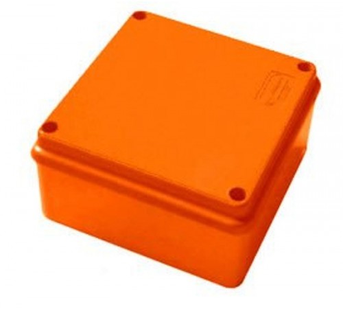 Коробка огнестойкая E110,о/п 100х100х55,без галогена, 6 вых., IP55, 3P, (0,15-2,5мм2), цвет оранж JBS100 43007HF  Ecoplast