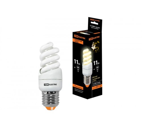 Лампа энергосберегающая КЛЛ-FSТ2-11 Вт-2700 К-Е27 КОМПАКТ (35х98 мм)  SQ0323-0175  TDM