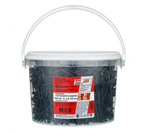 Саморез ШСГД 4,2х75 (700 шт) - ведро ( 2,996 кг)  100931  Tech-KREP