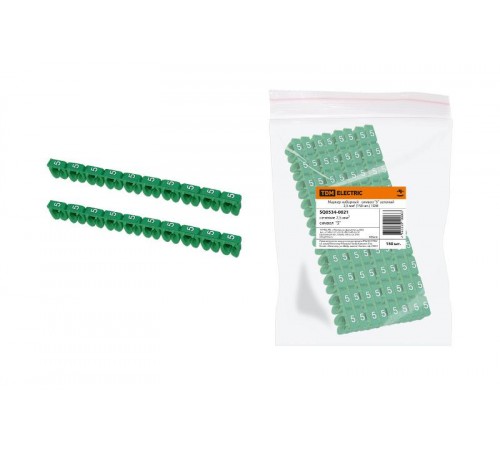 Маркер наборный - символ "5" зеленый 2,5 мм2 (150 шт.)   SQ0534-0021  TDM