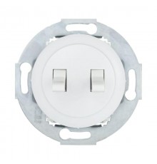 Выключатель 2-рычажковый (схема 5) 10 A, 250 B (белый) Vintage  882304-1  Ecoplast