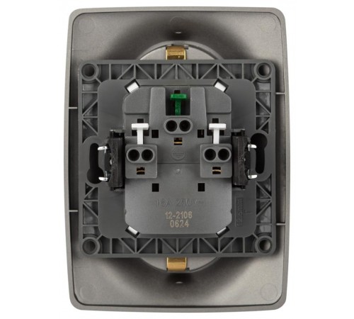 Розетка ЭРА Серия 12 12-2106-16 , 2-ая с заземлением, 16А-250В, титан   Б0065706  ЭРА