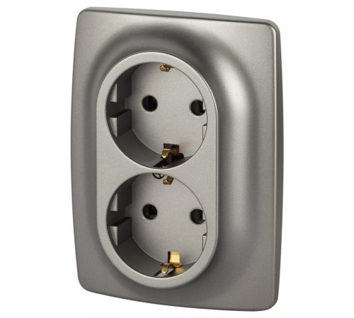 Розетка ЭРА Серия 12 12-2106-16 , 2-ая с заземлением, 16А-250В, титан   Б0065706  ЭРА