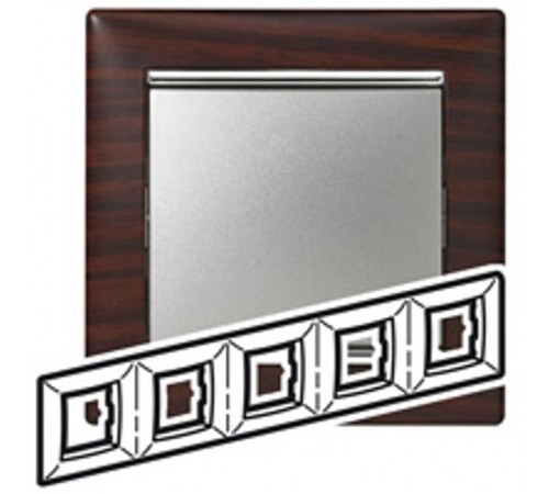 Valena Темное дерево/Серебро Рамка 5-ая горизонт.  770375  Legrand