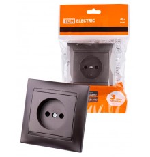 Розетка 2П 10А 250В шоколад "Лама"  SQ1815-0522  TDM