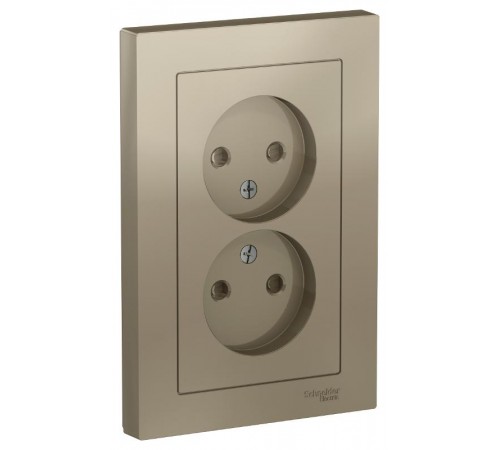 AtlasDesign Шампань Розетка без заземления двойная, со шторками,16А, (в сборе с рамкой)  ATN000522  SE