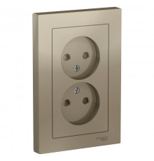 AtlasDesign Шампань Розетка без заземления двойная, со шторками,16А, (в сборе с рамкой)  ATN000522  SE