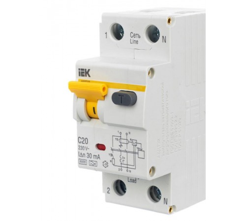 Выключатель автоматический дифференциального тока АВДТ 32 1п+N 20А C 30мА тип A  MAD22-5-020-C-30  IEK
