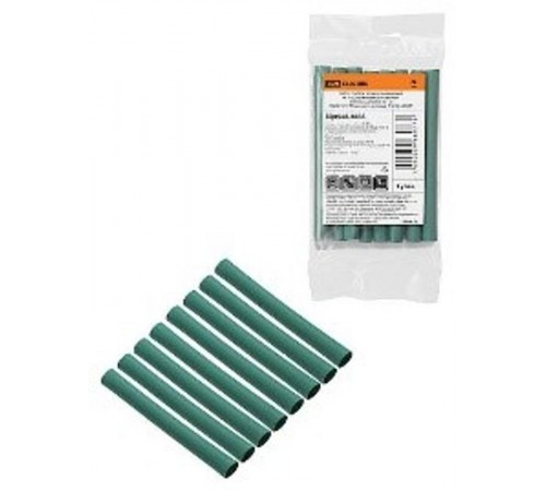 Набор трубок термоусаживаемых, не поддерживающих горение, клеевых, длиной 10 см ТТкНГ(3:1) "Моноцвет, зелёный 7,9/2,65 "  SQ0548-2606  TDM