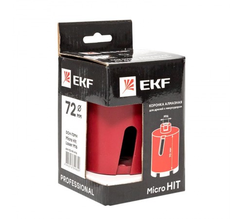 Коронка алмазная для дрелей с микроударом DCH-72MH Micro Hit Laser M16 Professional  dch-72-mh-m16  EKF