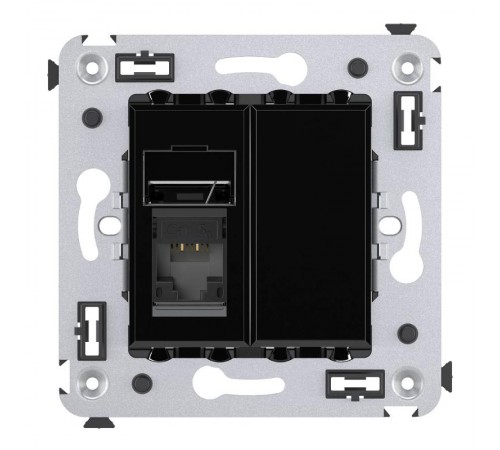 Розетка RJ-45 в стену, 5e одинарная, Avanti, "Черный квадрат"  4402463  DKC