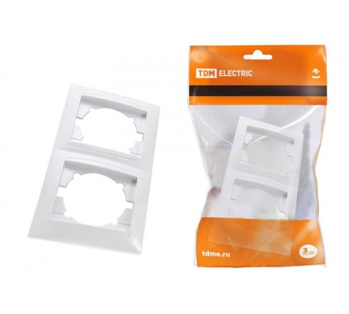 Рамка 2-х постовая вертикальная белая "Лама"   SQ1815-0033  TDM