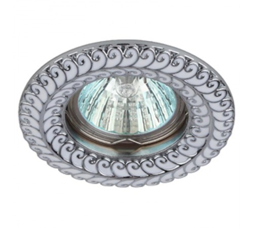 Светильник встраиваемый точечный KL72WH/SL MR16, 12V/220V, 50W белый/серебро  Б0021510  ЭРА