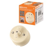 Выключатель фарфоровый поворотный проходной с ручкой (бантик) 10А сл. кость "Болонь"  SQ1820-0314  TDM