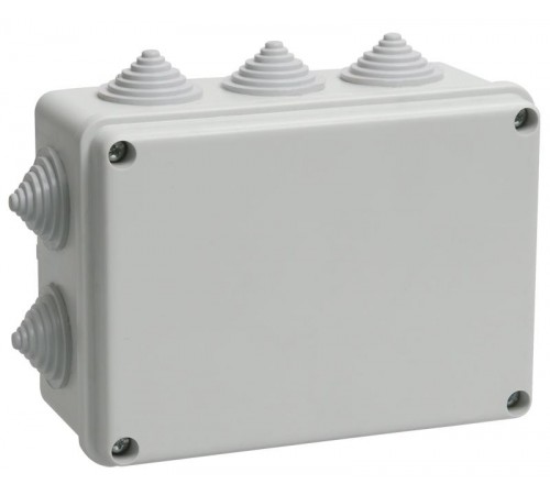 Коробка распределительная КМ41242 для о/п 150х110х70 мм IP55 (RAL7035, 10 гермовводов)  UKO10-150-110-070-K41-55  IEK