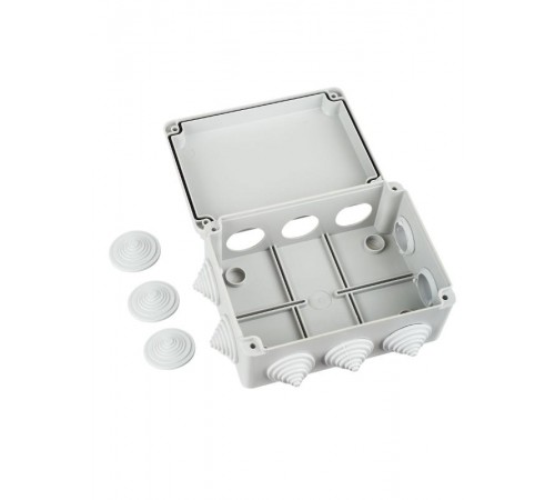 Коробка распределительная КМ41242 для о/п 150х110х70 мм IP55 (RAL7035, 10 гермовводов)  UKO10-150-110-070-K41-55  IEK