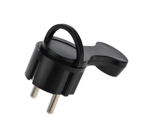 Вилка Евро угловая с з/к 16 А плоская за шкаф черная  16-0736  REXANT