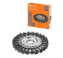 Щетка для УШМ "плоская", 125 мм, посад. d 22,2 мм, плет. пучки стальн. пров., d 0,5 мм, "Рубин",  SQ1096-0212  TDM