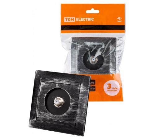 Розетка SAT (F-разъем) 0-2400МГц старинное серебро "Лама"  SQ1815-0662  TDM