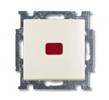 ABB Basic 55 Шале (белый) Выключатель кнопочный 1-клавишный, с линзой, без лампы, НО контакт  1413-0-1100   2CKA001413A1100  ABB