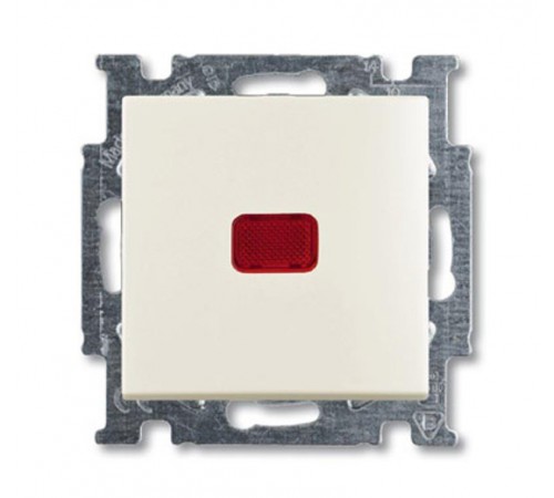 ABB Basic 55 Шале (белый) Выключатель кнопочный 1-клавишный, с линзой, без лампы, НО контакт  1413-0-1100   2CKA001413A1100  ABB